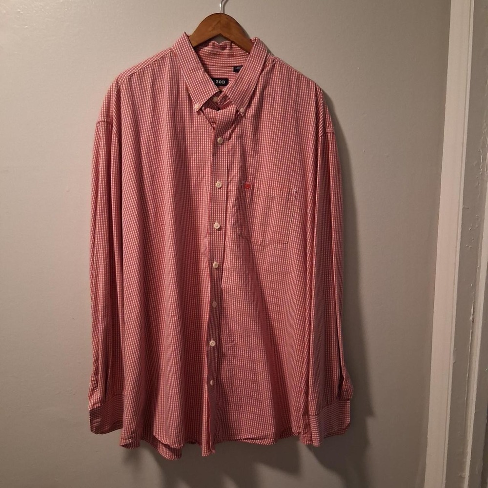Mens Izod red and white gingham button down shirt 3XL